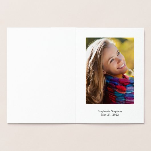 シンプル卒業エレガント発表写真 箔カード (内部)