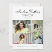 シンプル卒業エレガント、卒業発表 招待状 (正面)