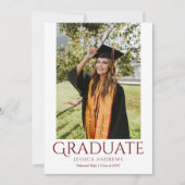 シンプル卒業スタイリッシュモダンパーティー写真 招待状 (正面)