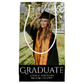 シンプル卒業スタイリッシュモダン写真 スモールペーパーバッグ (正面)