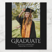 シンプル卒業スタイリッシュモダン写真 ワインラベル (シングルラベル)