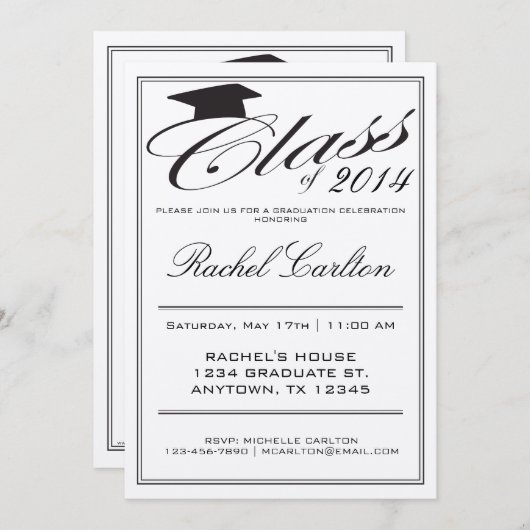 シンプル卒業フォーマルお祝い招待状 招待状 (正面/裏面)