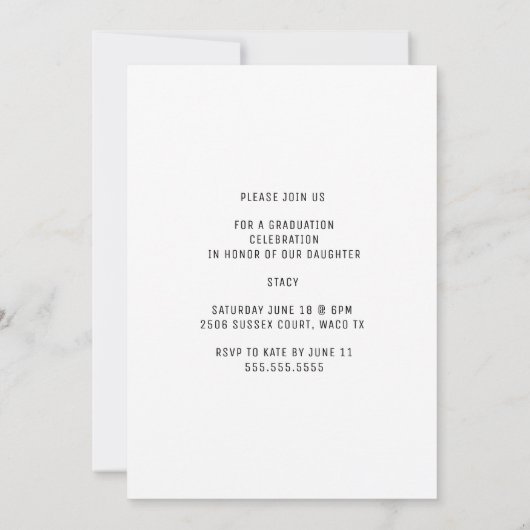 シンプル卒業モダンの招待状 招待状 (裏面)