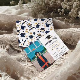 シンプル卒業モダンパーティー招待状 招待状