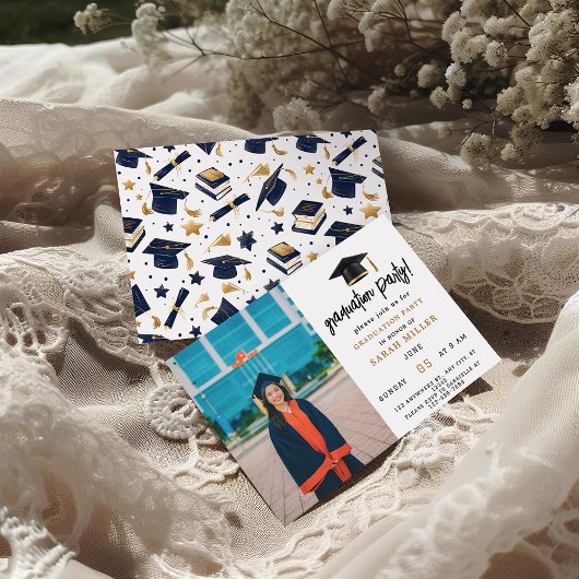 シンプル卒業モダンパーティー招待状 招待状