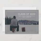 シンプル卒業モダン写真の発表 案内状 (正面)