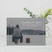 シンプル卒業モダン写真の発表 案内状 (スタンド正面)