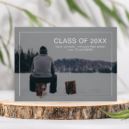 シンプル卒業モダン写真の発表 案内状