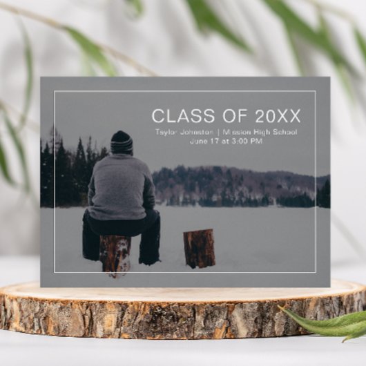 シンプル卒業モダン写真の発表 案内状