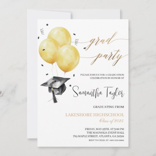 シンプル卒業党招待状 招待状 (正面)