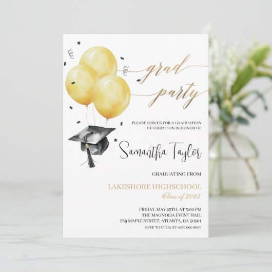 シンプル卒業党招待状 招待状 (スタンド正面)