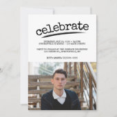 シンプル卒業写真グランジ卒業 招待状 (正面)