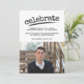 シンプル卒業写真グランジ卒業 招待状 (スタンド正面)