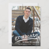 シンプル卒業写真グランジ卒業 招待状 (裏面)