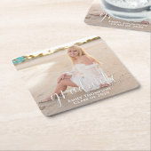 シンプル卒業写真ミニマエレガントリスト スクエアペーパーコースター (アングル)