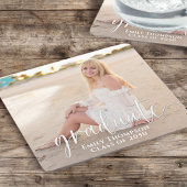 シンプル卒業写真ミニマエレガントリスト スクエアペーパーコースター