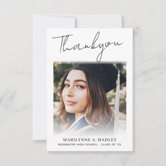 シンプル卒業写真 サンキューカード (正面)
