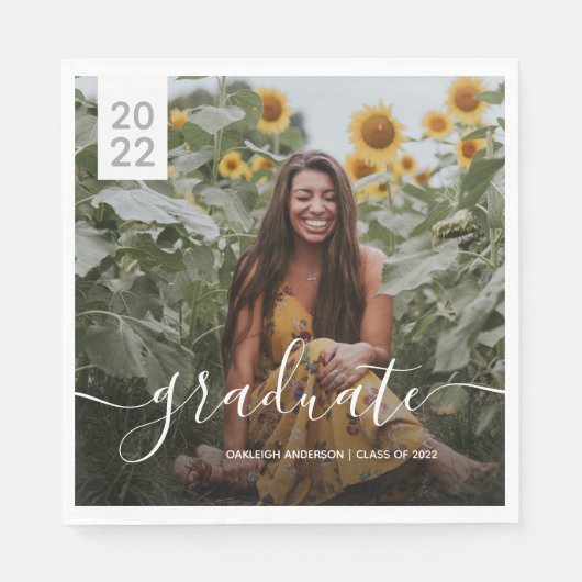 シンプル卒業写真 スタンダードランチョンナプキン (正面)