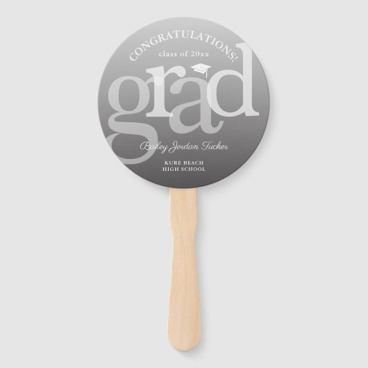 シンプル卒業式のグラデーション任意の年のオーバーレイ ハンドファン (正面)