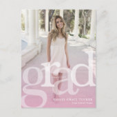 シンプル卒業式のGRADピンクオーバーレイ ポストカード (正面)