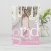 シンプル卒業式のGRADピンクオーバーレイ 案内状 (スタンド正面)