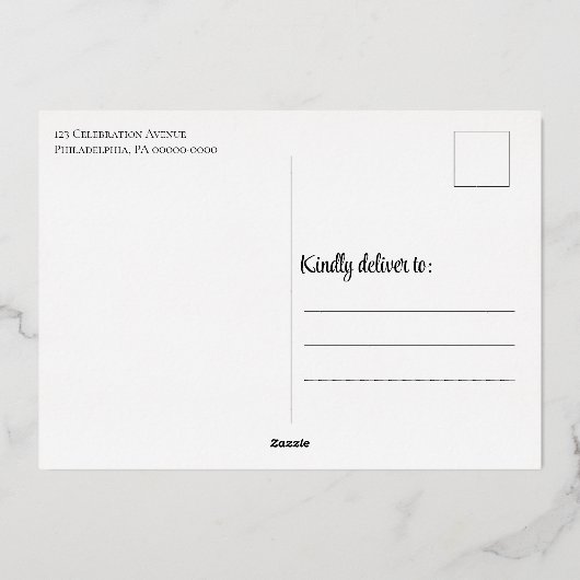 シンプル卒業式エレガント有礼箔はがき 箔招待状 (裏面)