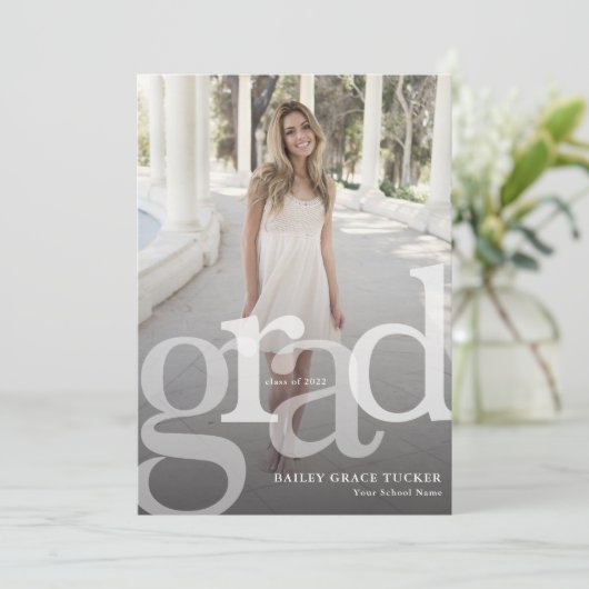 シンプル卒業式オーバーレイ任意の年 案内状 (スタンド正面)