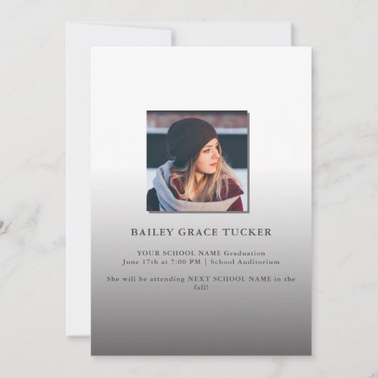 シンプル卒業式オーバーレイ任意の年 案内状 (裏面)