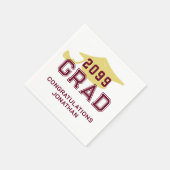 シンプル卒業式キャップイヤーGRADマルーンブルゴーニュ スタンダードカクテルナプキン (角)