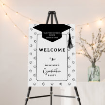 シンプル卒業式ハット卒業パーティー歓迎サイン
