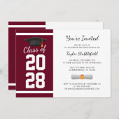 シンプル卒業式2025スクリプトグラードパーティー 招待状 (正面/裏面)