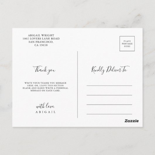 シンプル卒業生ありがとう ポストカード (裏面)