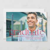 シンプル卒業生の赤一面卒業 案内状 (正面)