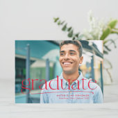 シンプル卒業生の赤一面卒業 案内状 (スタンド正面)