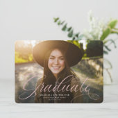 シンプル卒業生ゴールデンピンク卒業 案内状 (スタンド正面)