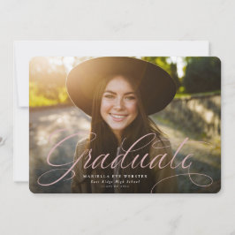 シンプル卒業生ゴールデンピンク卒業 案内状