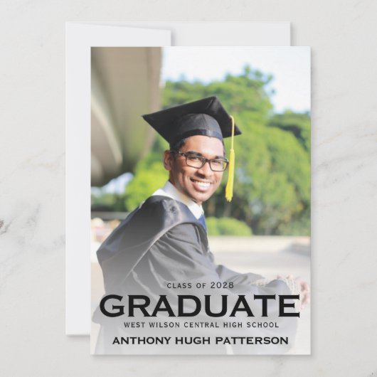 シンプル卒業発モダン表フラットカード 案内状 (正面)