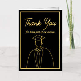 シンプル卒業発表サンキューカード 箔グリーティングカード