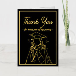 シンプル卒業発表サンキューカード 箔グリーティングカード