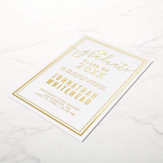 シンプル卒業発表箔招待状 箔招待状 (回転した状態)