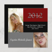 シンプル卒業発表 案内状 (正面/裏面)