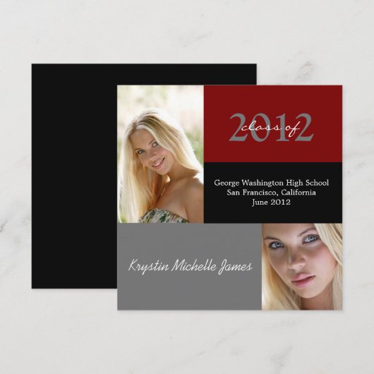 シンプル卒業発表 案内状 (正面/裏面)