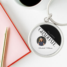 シンプル卒業白黒白 キーホルダー