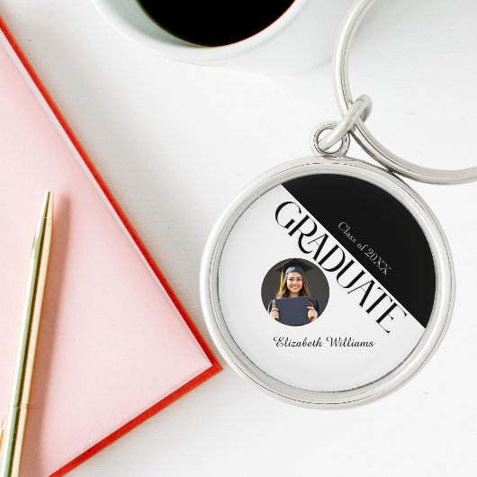 シンプル卒業白黒白 キーホルダー