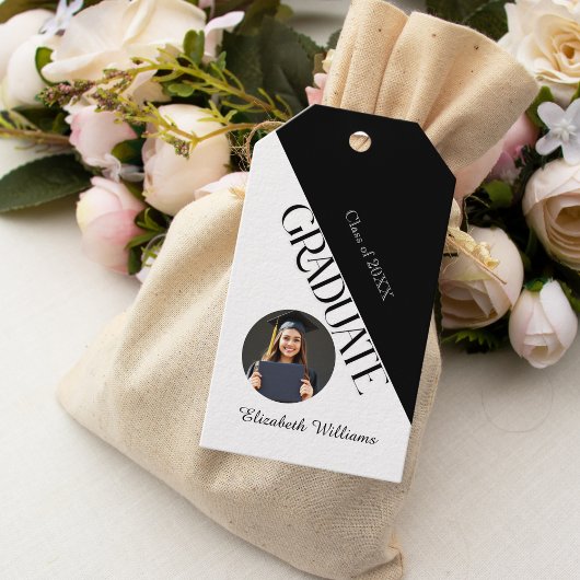 シンプル卒業白黒白 ギフトタグ