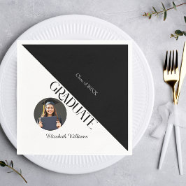 シンプル卒業白黒白 スタンダードカクテルナプキン