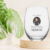 シンプル卒業白黒白 ステムなしワイングラス