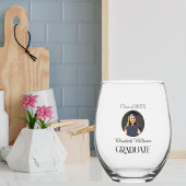 シンプル卒業白黒白 ステムなしワイングラス