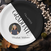 シンプル卒業白黒白 ペーパープレート