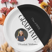 シンプル卒業白黒白 ペーパープレート